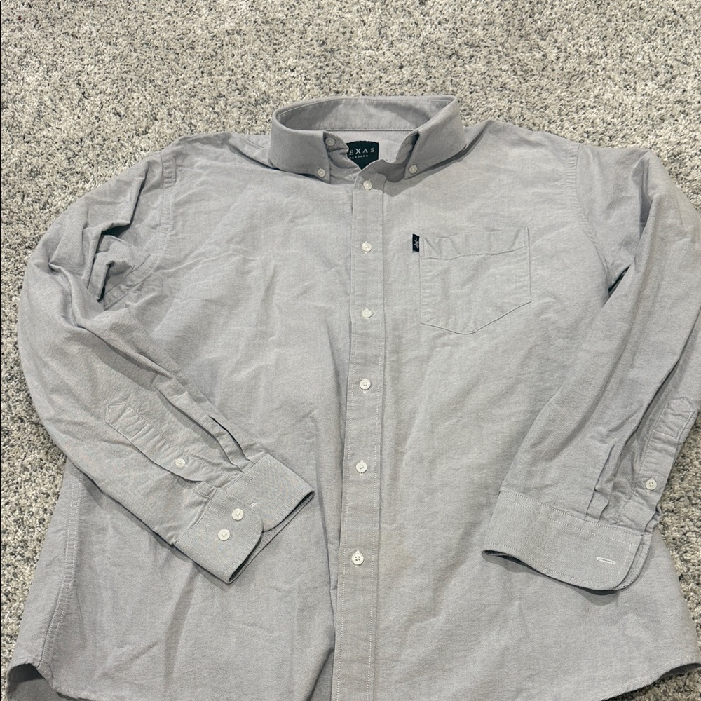Men's Gray Button-Down Casual Shirt - Texas Brand